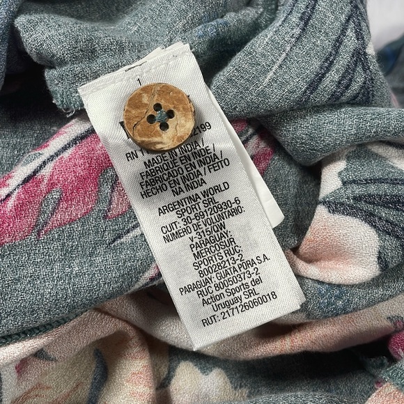 ROXY Tropical Print Dress Button Up Sundress Floral Hibiscus Beachy Summer - Picture 7 of 9